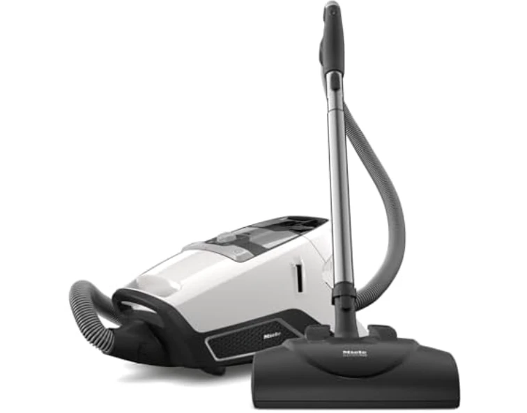 米勒Blizzard CX1型无袋式吸尘器，莲花白色，适用于清理宠物毛发，便携式设计。