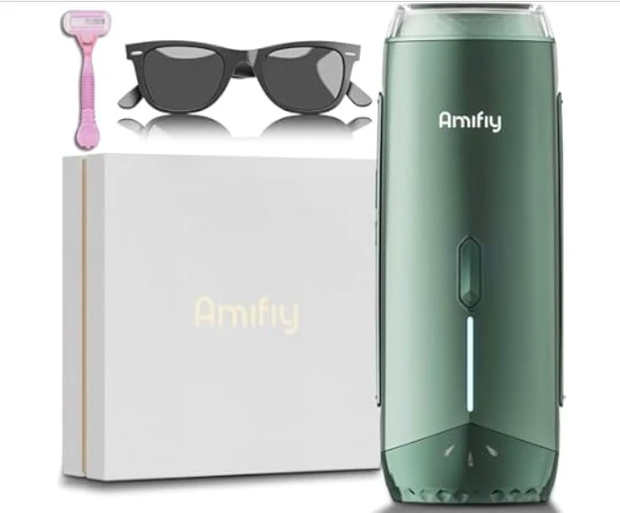 Amifiy冰冷却式IPL家用脱毛设备，激光脱毛机，适合男女使用。具有3种能量级别和2种模式，可用于面部及身体部位的脱毛，操作无痛。